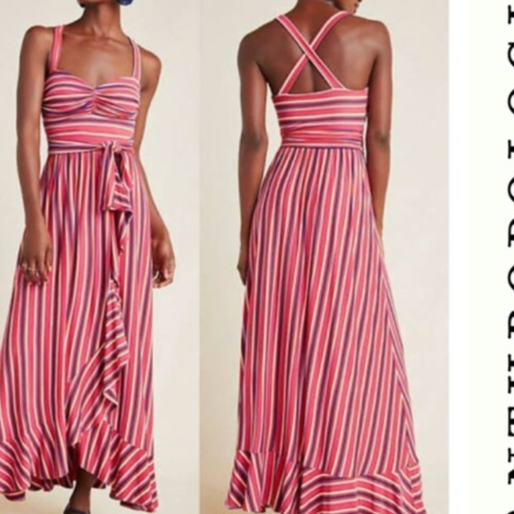 Anthropologie Gabriela Ruffled Maxi Dress S S